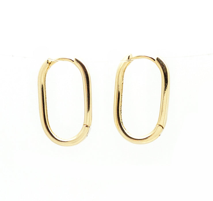 Oval shaped small gold hoops earrings, dainty gold earrings, small hoop earrings.