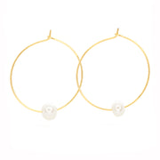 single freshwater pearl hoop earrings gold
