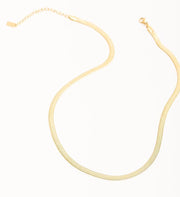 Flat gold herringbone chain necklace chain with adjustable sizing and clasp