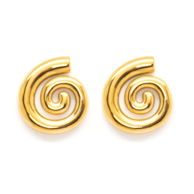 Gold Swirl Stud Earrings