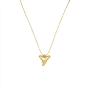 Gold necklace chain with a gold shark tooth pendant