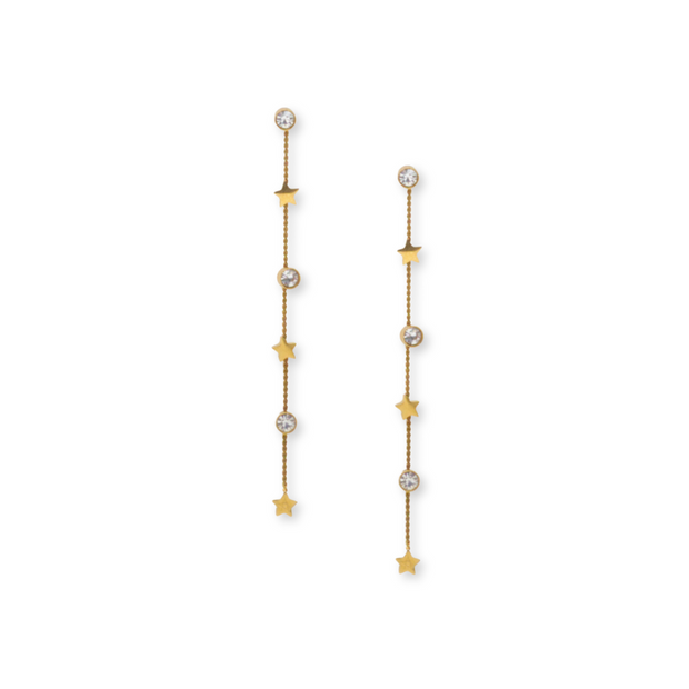 Small stud earrings with a sparkling star design
