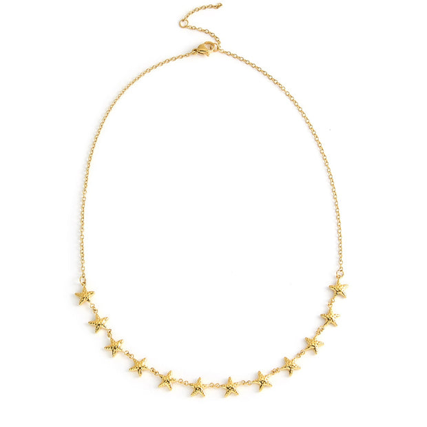 A necklace featuring a detailed starfish charm