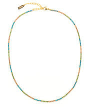 Tennis necklace with multicolored gem stones