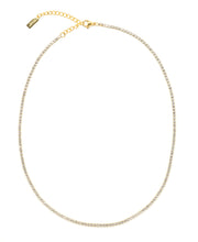 Gold tennis necklace with white gemstones