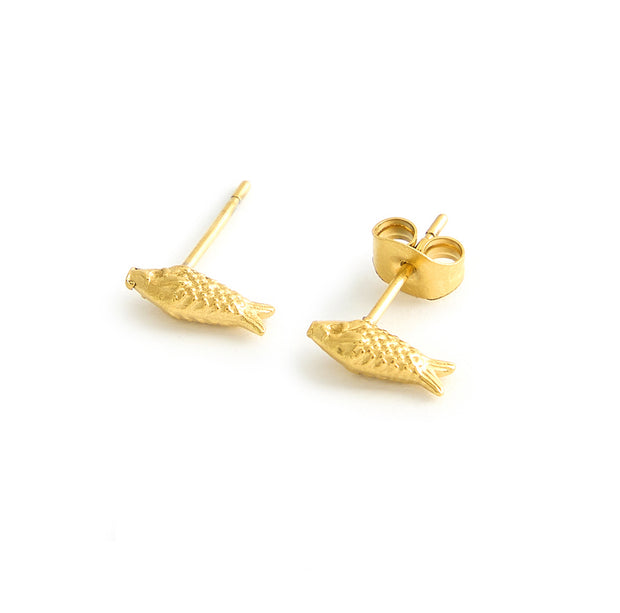 Small stud earrings shaped like fish