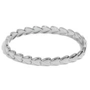 silver band bracelet made up of hearts