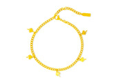 gold link chain anklet with small gold palm tree charms 