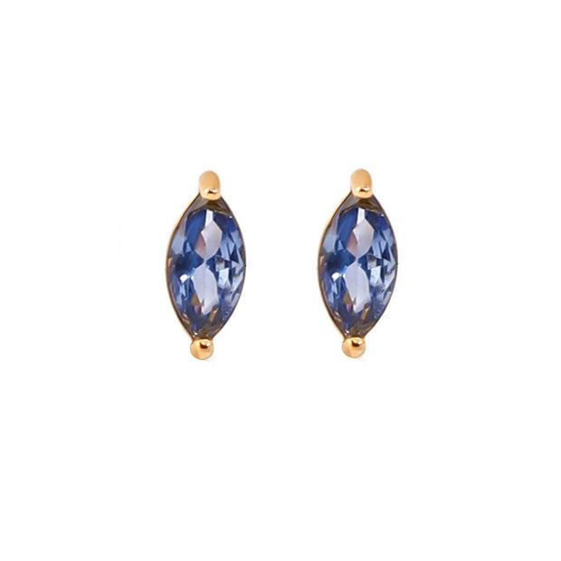 small blue sapphire studs earrings in gold frame