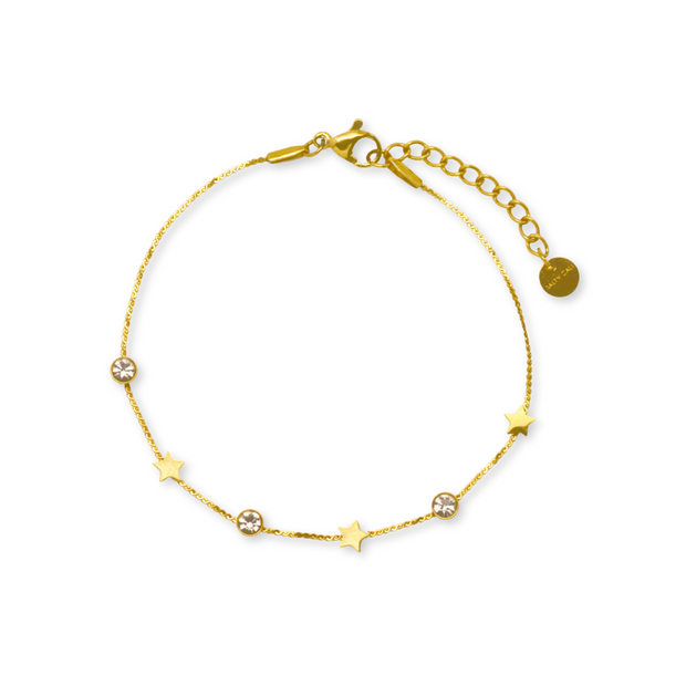 A bracelet featuring shooting star charm designs