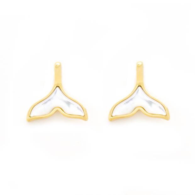 Mother of Pearl Whale Tail Earrings