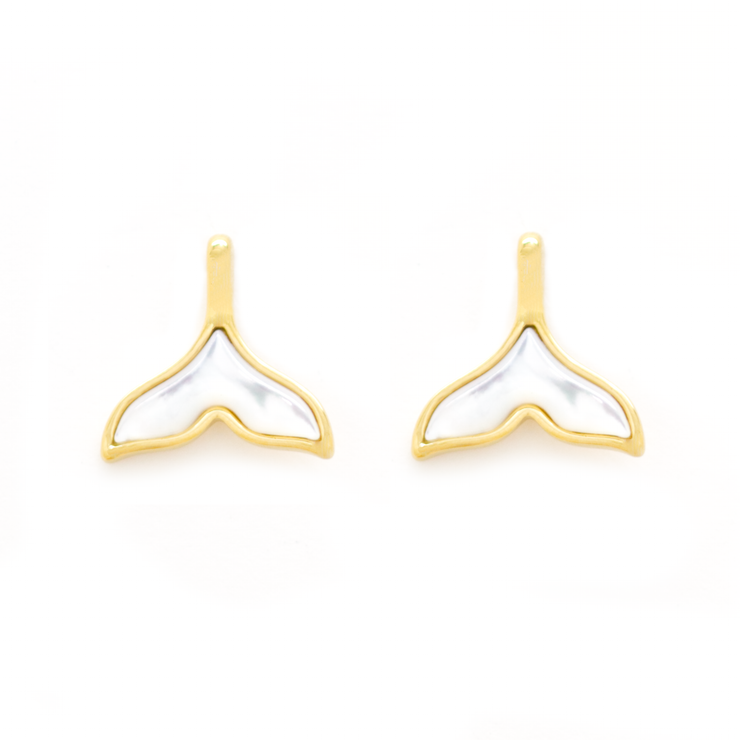 Mother of Pearl Whale Tail Earrings