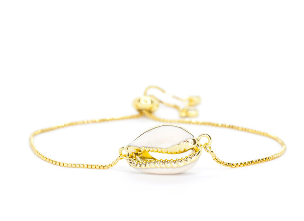 Gold cowrie shell bracelet