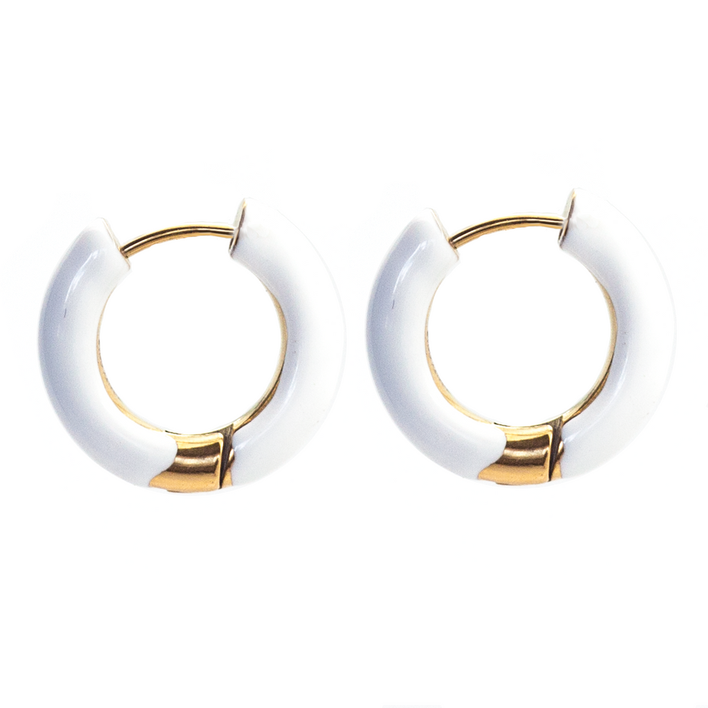 Gold Hoops Earrings Small Enamel Salty Cali Jewelry Stainless