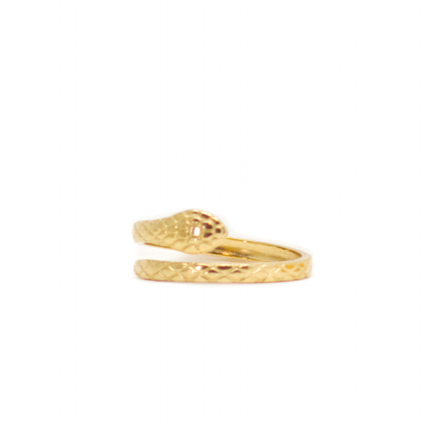 Gold snake ring, shaped like a thin small snake.