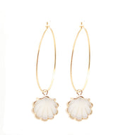 Cockle Mother Pearl Hoops ~ Salty Shells