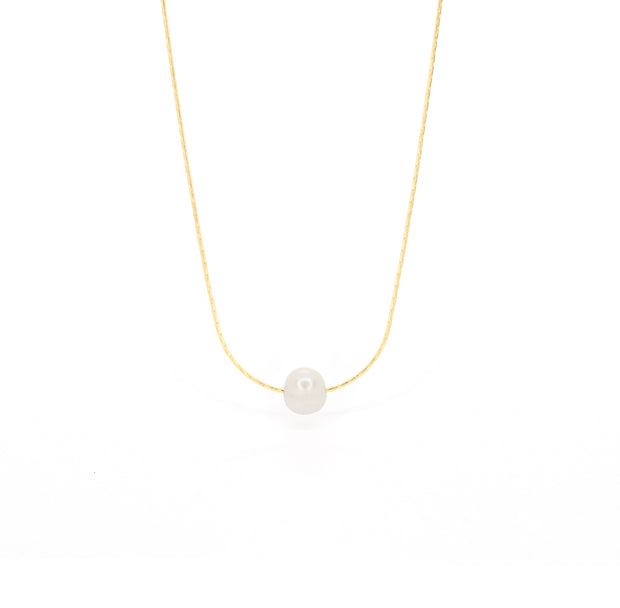 gold dainty necklace chain with single freshwater pearl necklace gold